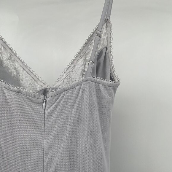 Commense Womens Maxi Slip Dress Ruched Lace Trim Gray Size Medium New - Picture 4 of 9